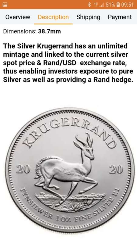 Silver 2020 krugerrands ×10