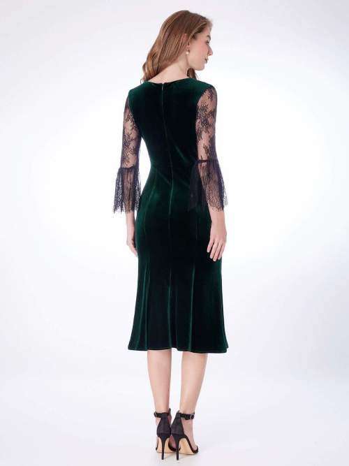 V Neck Velvet Midi Cocktail Dresses