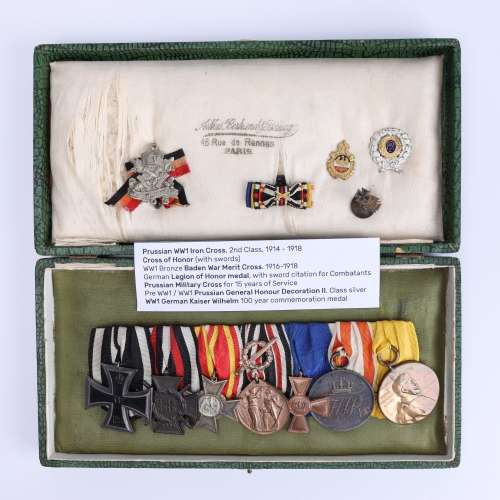 Prussian WW1 officers medal group including portraits
