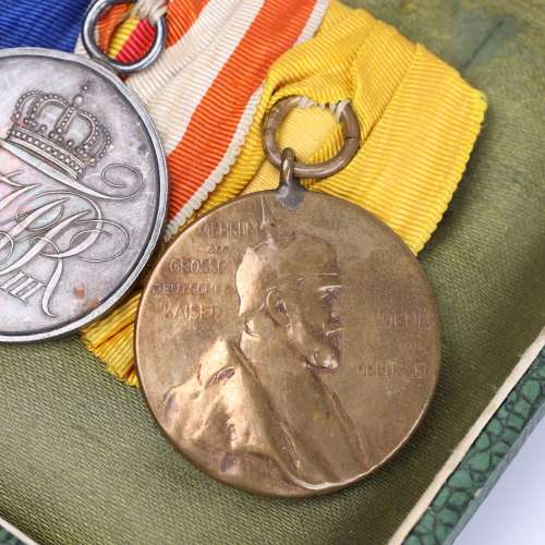 Prussian WW1 officers medal group including portraits