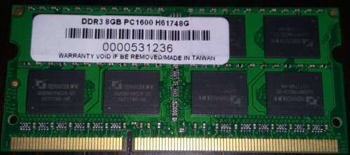 REDUCED! 8GB RAM - DDR3 SODIMM 1600