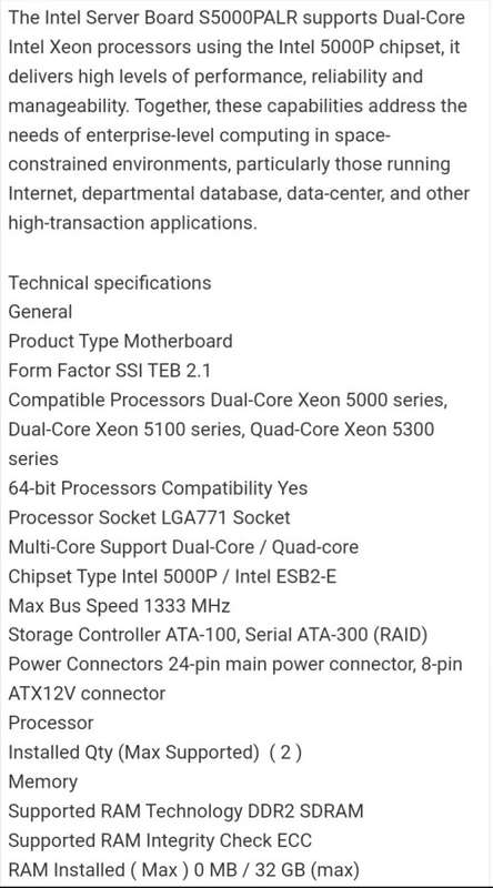 INTEL S5000 PALR