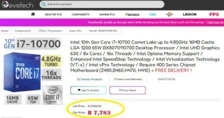 ! INTEL CORE i7-10700 !