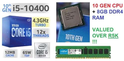 !! 8GB RAM + 10TH GEN CPU - i5 10400 / 4.3 GHZ / 6 CORES 12 THREADS !!