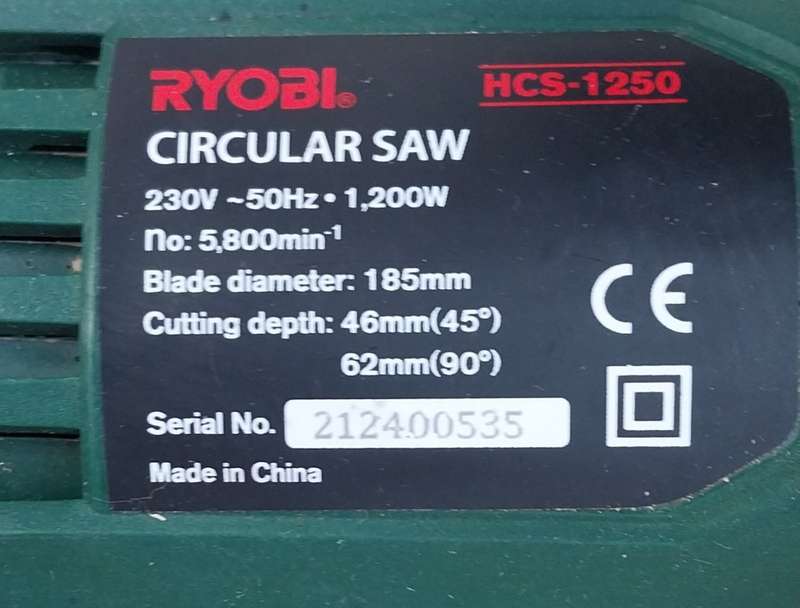 Powerful Ryobi Circular Saw HCS-1250