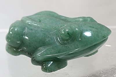 Hand Carved and Polished Green Jade Frog