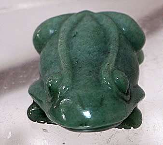 Hand Carved and Polished Green Jade Frog