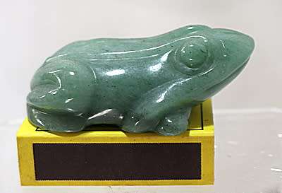 Hand Carved and Polished Green Jade Frog