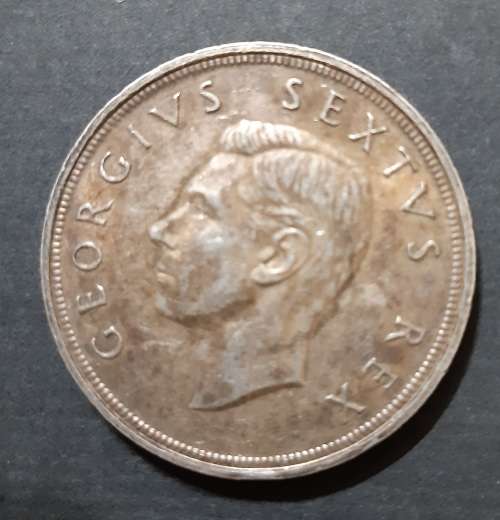 1949 SILVER FIVE SHILLING COIN OF SOUTH AFRICA