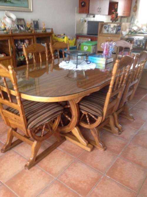 Dining room Suite + Server, 10pc Wagon/Carriage  Solid Wood, Rhodesian Teak