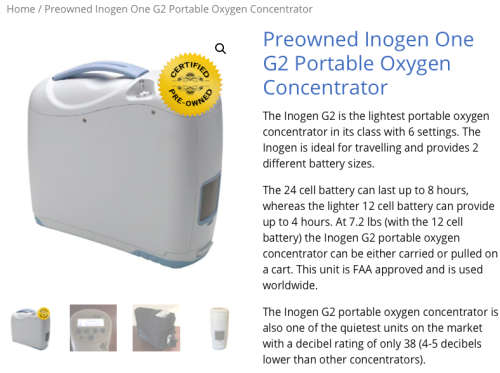 Oxygen Concentrator Machine - INOGEN ONE-G2 Portable Lightweight