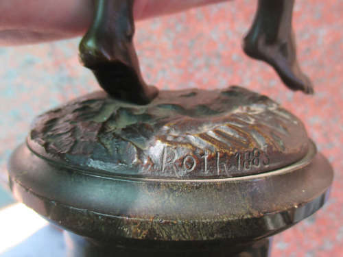 Antique Bronze Sculpture of Satyr Bacchus, G.Roth 1885 - RARE