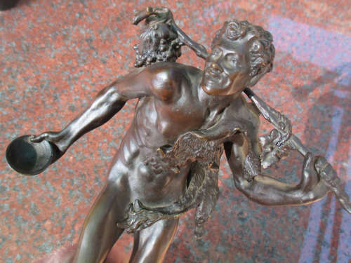 Antique Bronze Sculpture of Satyr Bacchus, G.Roth 1885 - RARE