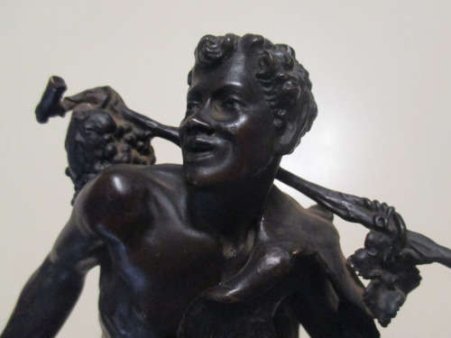 Antique Bronze Sculpture of Satyr Bacchus, G.Roth 1885 - RARE