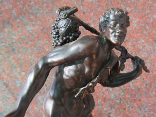 Antique Bronze Sculpture of Satyr Bacchus, G.Roth 1885 - RARE