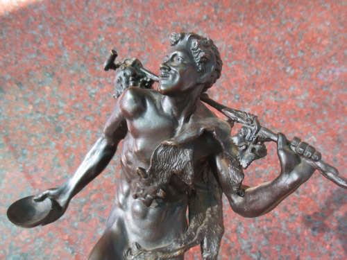 Antique Bronze Sculpture of Satyr Bacchus, G.Roth 1885 - RARE