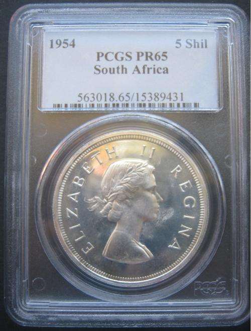 *** 1954 - SA UNION 5 SHILLINGS(CROWN) - PCGS GRADED PF65 ***