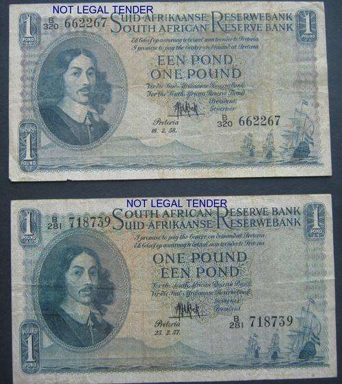 ### 1 POUND NOTES - MH DE KOCK - CIRCULATED  ###