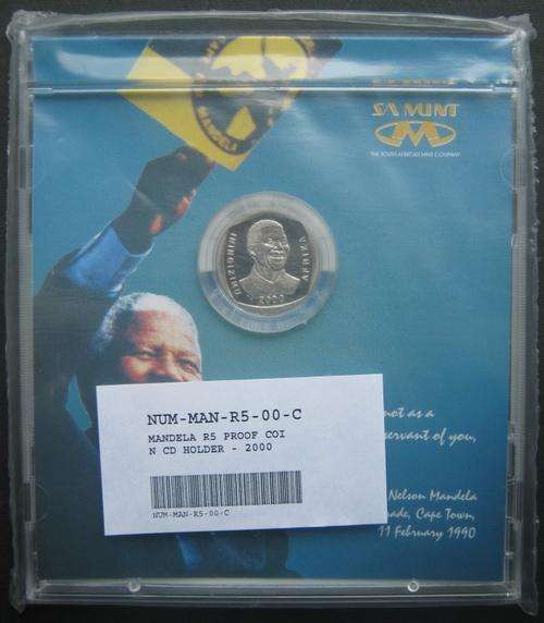 *** 2000 PROOF MANDELA R5 COIN IN CD CASE - STILL SEALED AS ISSUED FROM THE SA MINT  ***