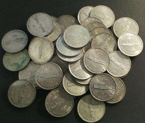 ##1960 - 5 SHILLINGS - CIRCULATED - 50% SILVER(14.14gr ASW) - BEST WAY TO KEEP BULLION SILVER ###