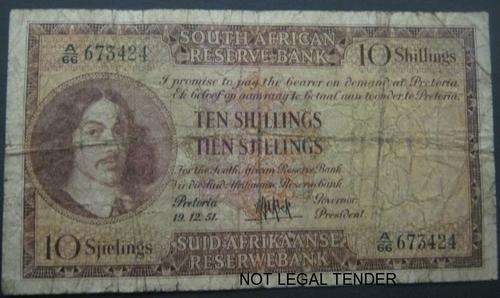*** TEN SHILLINGS MH DE KOCK NOTE - A66 673424 ***
