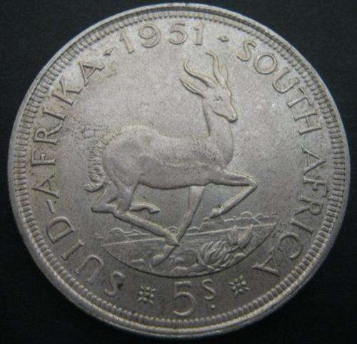 *** 1951 - UNION OF SA 5 SHILLING - CIRCULATED #20 ***