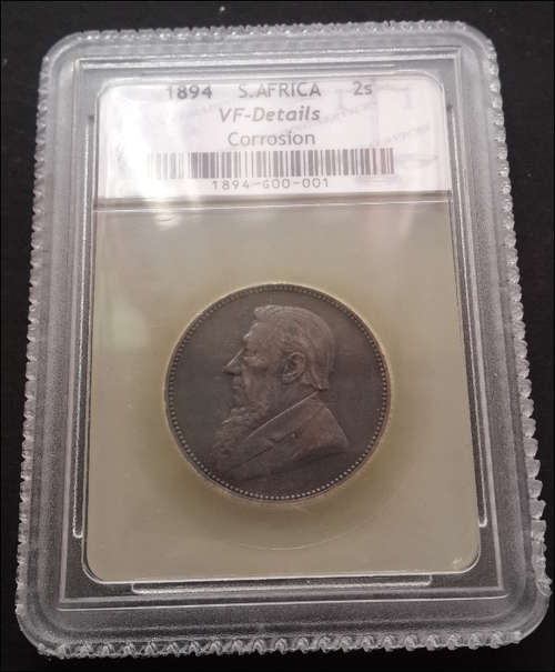*** 1894 - ZAR 2 SHILLINGS - SACGS GRADED VF- DETAILS  ***