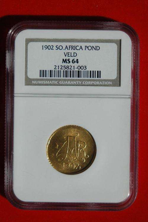 *** EXTREMELY RARE *** 1902 - ZAR VELD POND - NGC GRADED MS64 ***