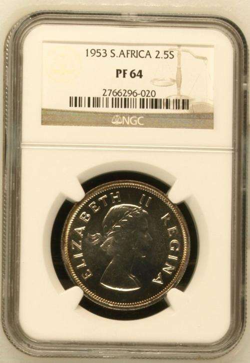 *** 1953 - SA 2 1/2 SHILLING - NGC GRADED PF64 ***