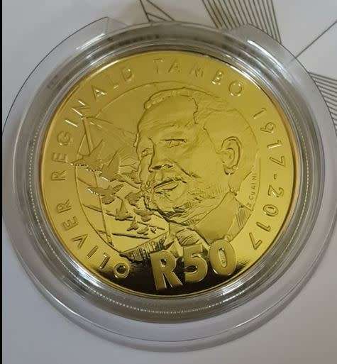 2017 - SA R50 COLLECTABLE PROOF COIN - OLIVER TAMBO - BASE METAL-  IN FOLDER AS ISSUED