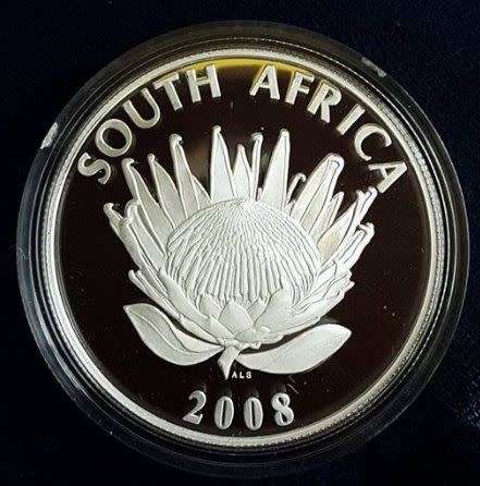 *** 2008 - SA SILVER PROOF R1  - PROTEA SERIES - MAHATMA GANDHI ***