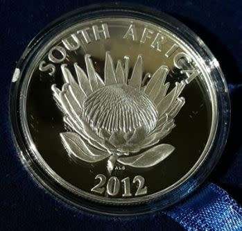 *** 2012 - SA SILVER PROOF R1 - PROTEA SERIES - WALTER AND ALBERTINA SISULU - IN BOX AS ISSUED ***