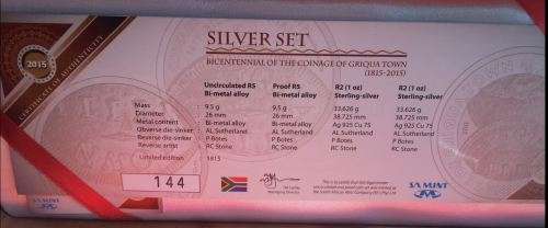 ***STUNNING - SILVER SET - COINAGE OF GRIQUA TOWN SET - ONLY 1815 SETS MINTED - LIMITED EDITION***