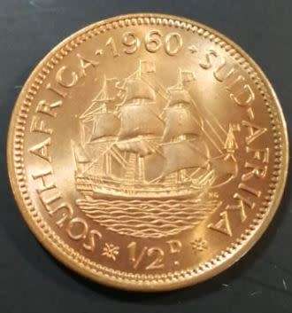 *** 1960 - SA UNION 1/2 PENNY -  BRILLIANT UNCIRCULATED - AS PER IMAGES ***