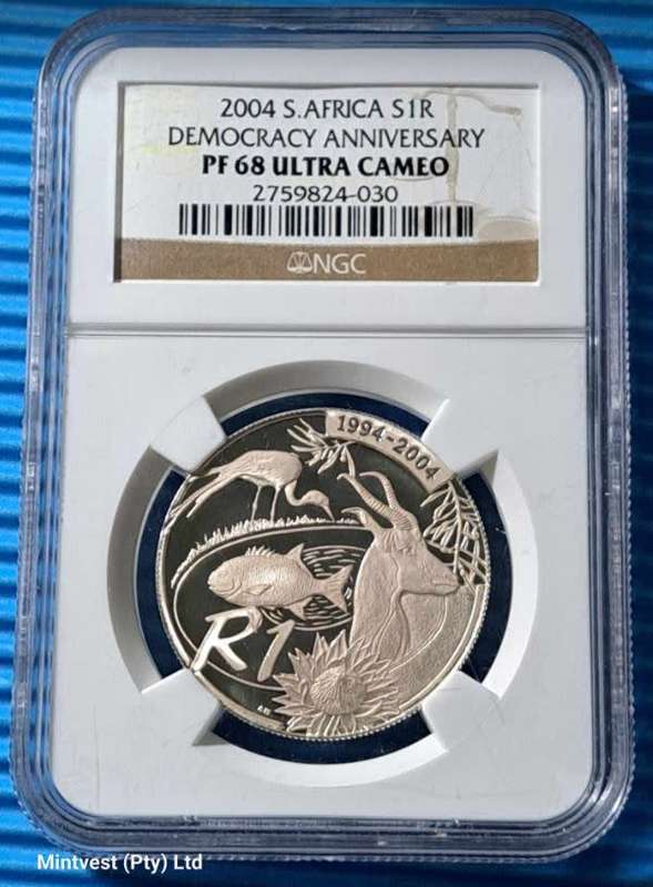 *** 2004 - SA SILVER R1 - DEMOCRACY - NGC PF68 ULTRA CAMEO ***