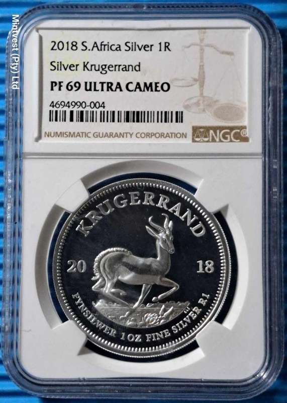 *** 2018 - SA SILVER KRUGERRAND PROOF - 1 OZ FINE SILVER - NGC PF69 ULTRA CAMEO  ***