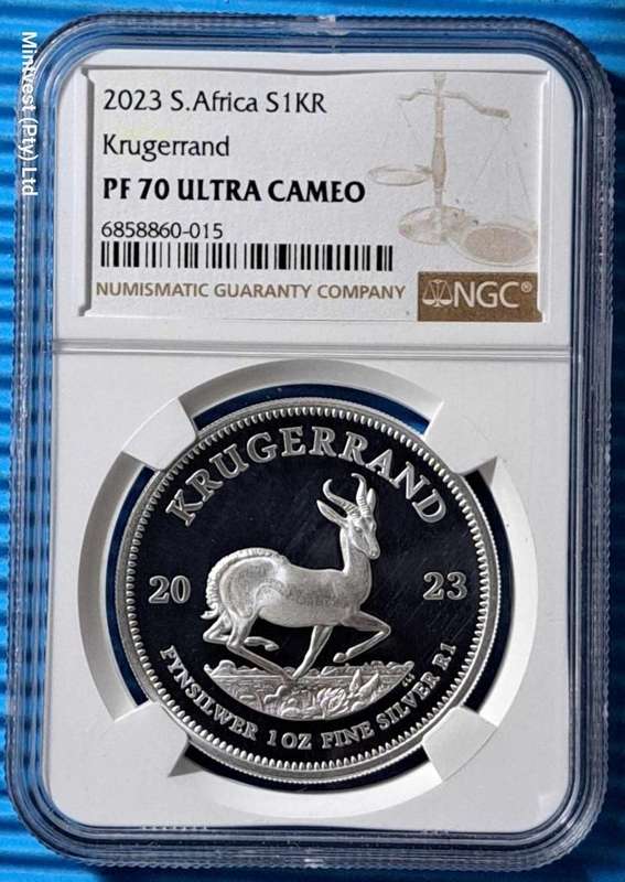 *** 2023 - SA SILVER KRUGERRAND PROOF - 1 OZ FINE SILVER - NGC PF70 ULTRA CAMEO ***