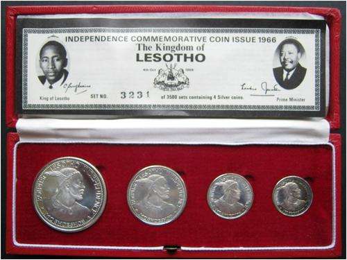 ### 1966 - THE LESOTHO INDEPENDENCE COINAGE ISSUE - 43.15GR ACTUAL SILVER - 3500 MINTED###