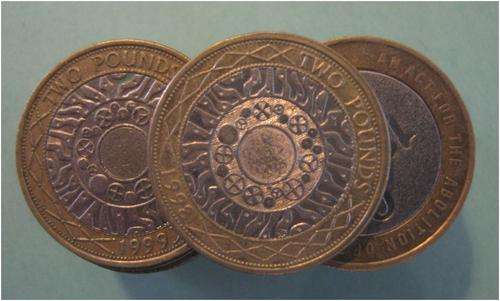 ### GREAT BRITAIN 2 POUND COINS - 5 COINS IN LOT - BID IS PER COIN  ###
