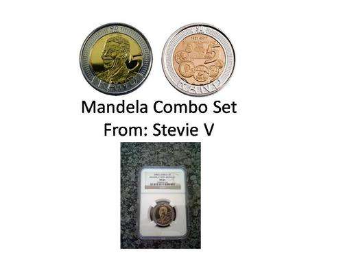 Mandela Combo Set (x1 2008 R5 MS66 + x1 2008 R5 UNC + x1 2011 SARB R5 UNC)