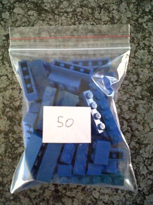 BUILDING BLOCKS (Single Row) 50 BLUE pieces.