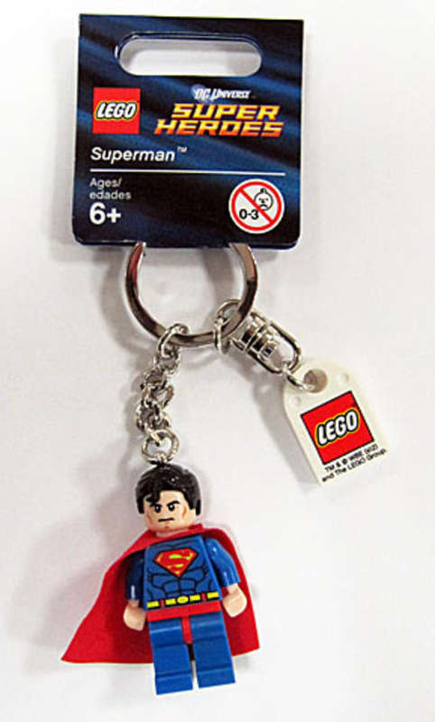 SUPERMAN Key Chain with Lego Logo Tile - LEGO Super Heroes Minifigure (Rare!)