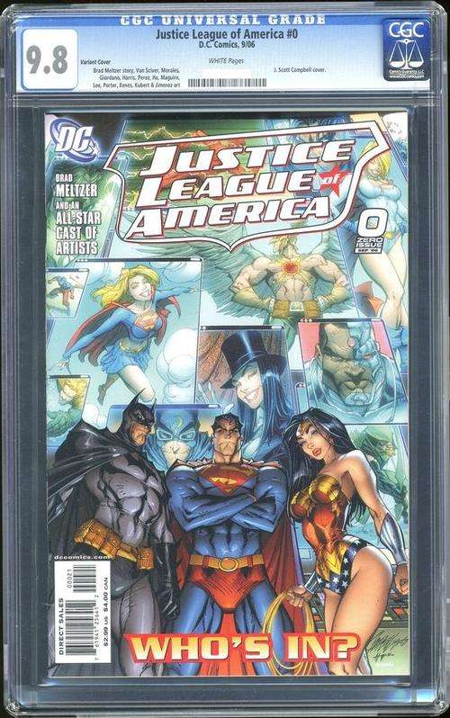 Justice League Of America #0 CGC 9.8 J. Scott Campbell 1 for 10 Variant! (2012)