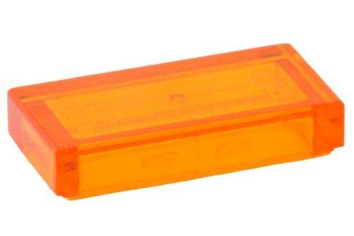 Transparant Orange Tile 1x2 with Groove - Lego Building Accessory