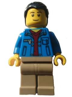 Town Male 511 (Blue Jacket over Dark Red V-Neck Sweater) - Lego City Minifigure