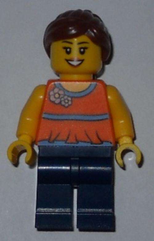 Town Female 185 (Orange Halter Top) - Lego City Minifigure