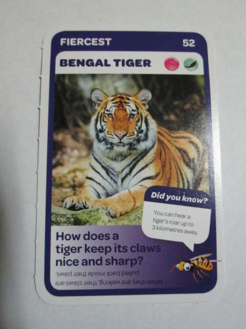 #52 Bengal Tiger (Fiercest) - Pick n Pay Super Animals Trading Card