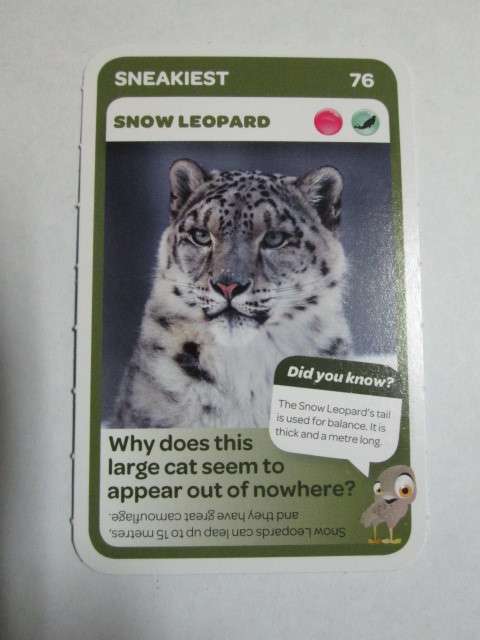 #76 Snow Leopard (Sneakiest) - Pick n Pay Super Animals Trading Card