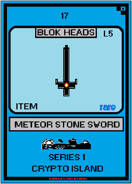 Blok Heads NFT (17) Meteor Stone Sword 1/555 Rare Item (WAX Wallet) FREE SHIPPING