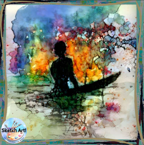 Surfer at Sunset by Orlando Castro - NFT Original Art